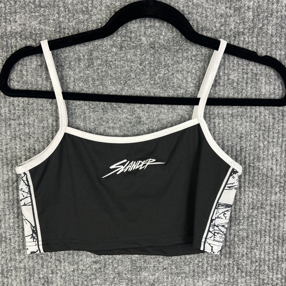 Starbase Sander Crop Tank Top Small Black White Y2K Cyber Streetwear